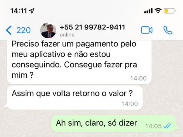 Golpista usa foto de Carluís Barros em perfil de WhatsApp para pedir dinheiro