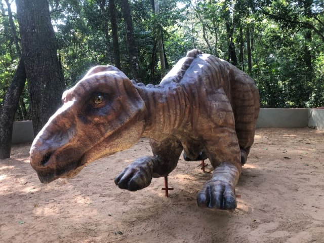 Bosque Municipal de Marlia comea receber as primeiras rplicas de dinossauros para exposio ao pblico