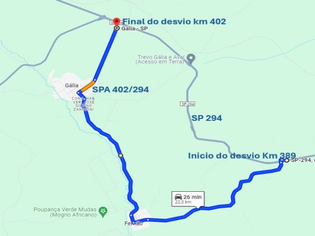 Rodovia Comandante Ribeiro de Barros SP 294 ter interdio neste domingo no KM 391 em Glia - SP
