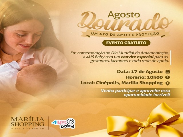 Marlia Shopping celebra agosto dourado com ao de incentivo ao aleitamento materno