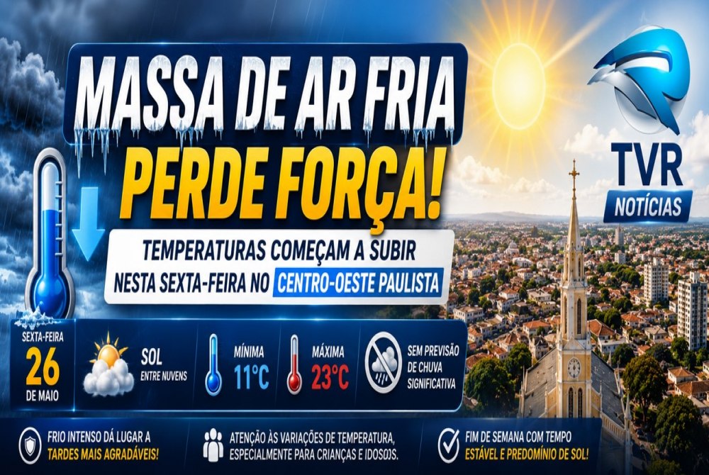 Massa de ar fria perde for�a e temperaturas come�am a subir nesta sexta-feira no Centro-Oeste Paulista