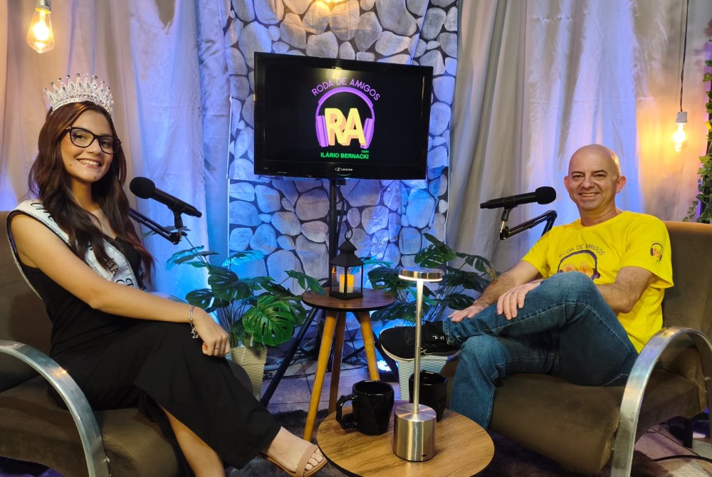 Miss Pomp�ia 2026, Pamela Walace, participa do Programa Roda de Amigos nos est�dios da TV TVR