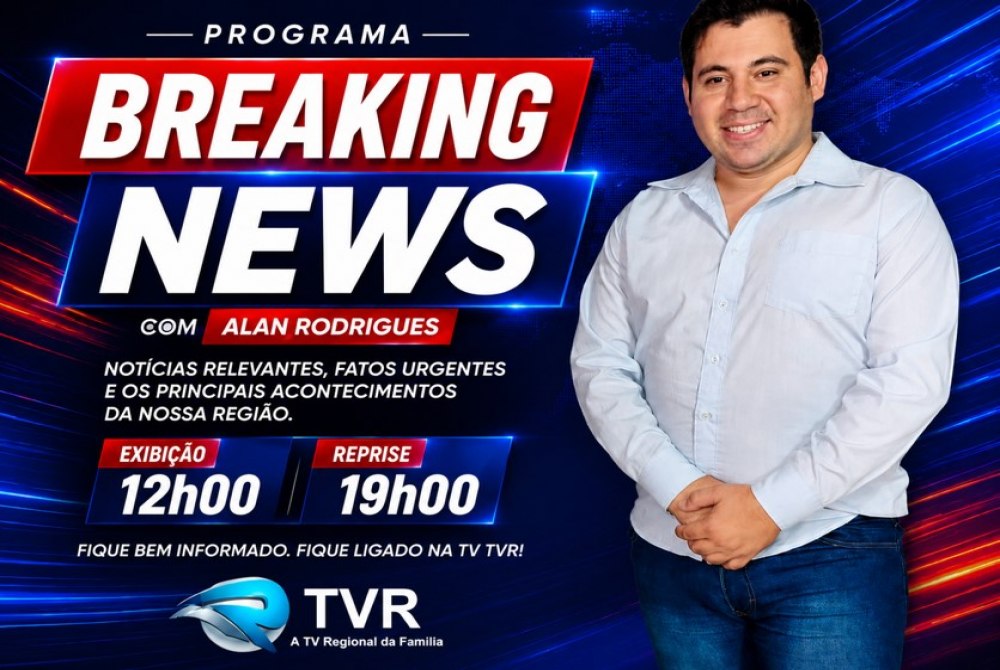 Alan Rodrigues estreia no comando do Breaking News, novo telejornal da TV TVR Alan Rodrigues estreia no comando do Breaking News, novo telejornal da TV TVR