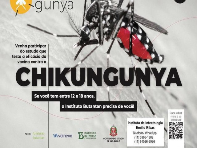 Instituto recruta voluntários para teste de vacina contra chikungunya