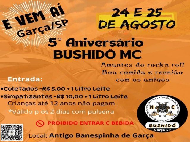 Bushid Moto Clube realiza mais um evento beneficente neste ms de Agosto