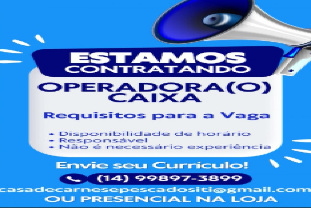 OPORTUNIDADE DE EMPREGO!