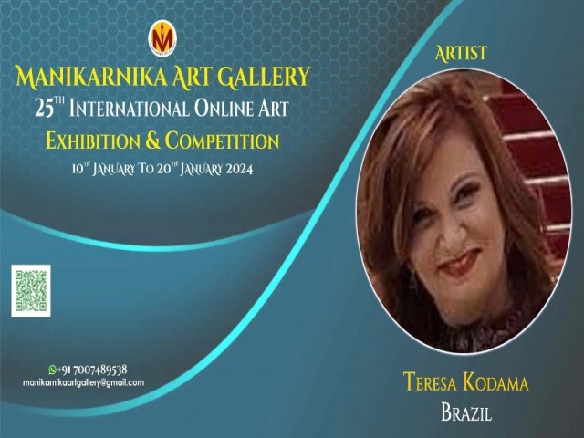 Teresa Kodama participou  da 25 Exposio Internacional de Arte da Manikarnika Art Gallery, ndia