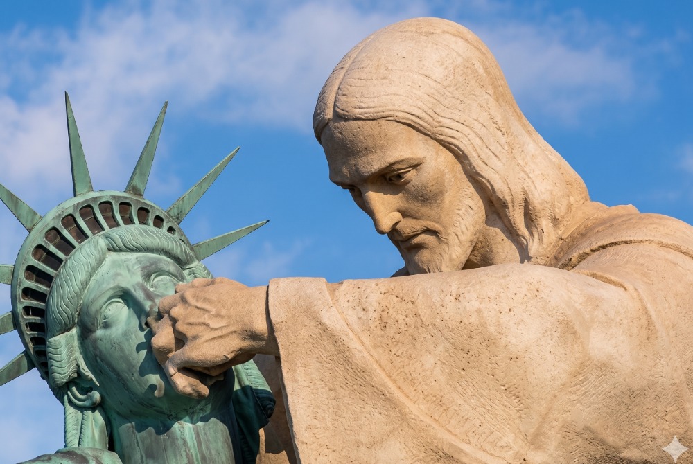 Ir� usa IA para mostrar Cristo Redentor destruindo Est�tua da Liberdade e acende alerta sobre alinhamento do Brasil com ditadura iraniana