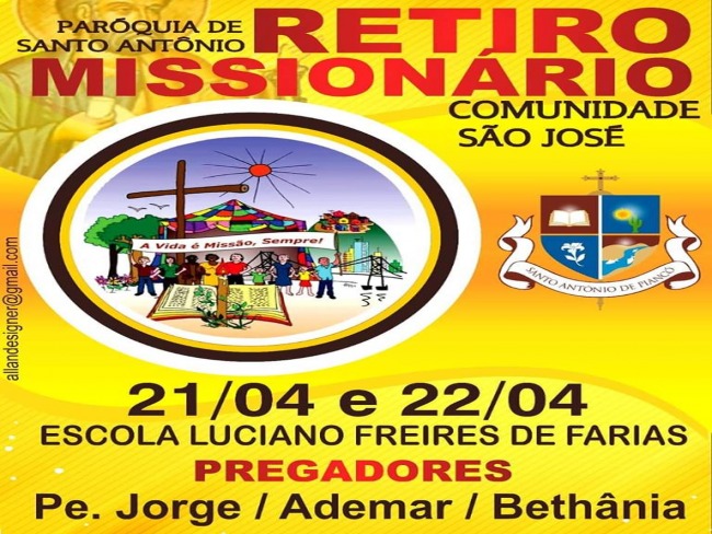 PARTICIPE DO RETIRO MISSIONÁRIO NA COMUNIDADE SÃO JOSÉ EM PIANCÓ!