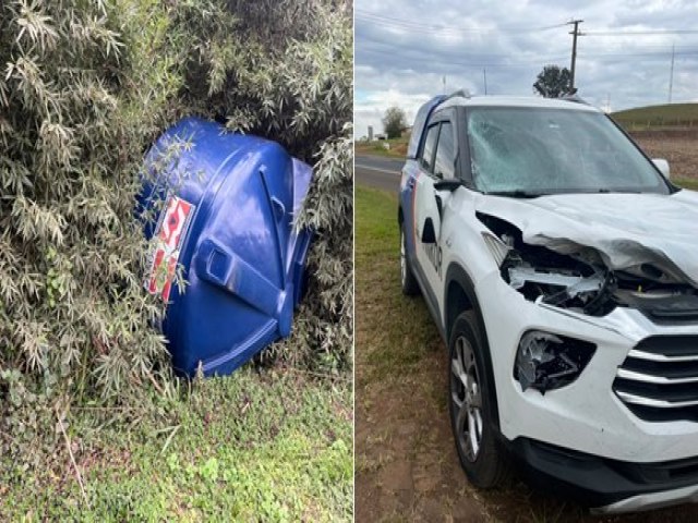 Caixa d'�gua Cai de Caminh�o e Atinge Carro na PR-483 em Francisco Beltr�o