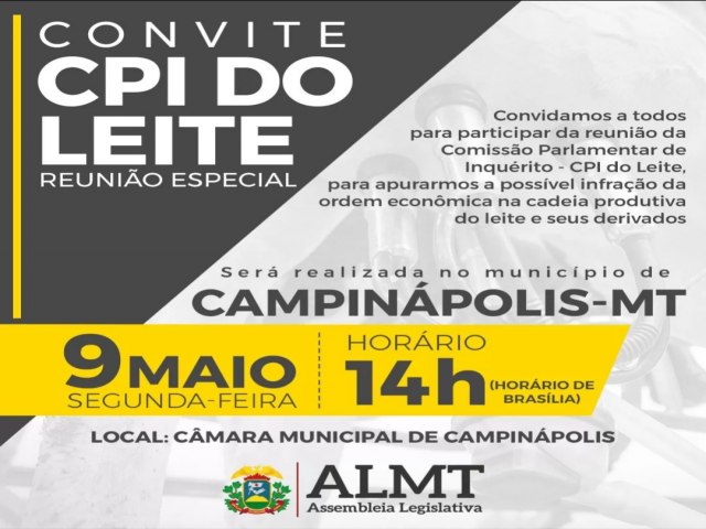 Campinápolis sediará hoje primeira reunião externa da CPI do Leite