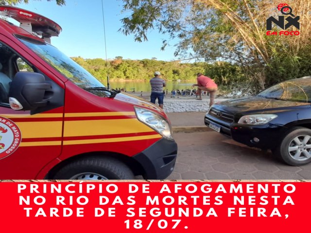 Princpio de afogamento no rio das mortes nesta tarde de segunda feira, 18/07.