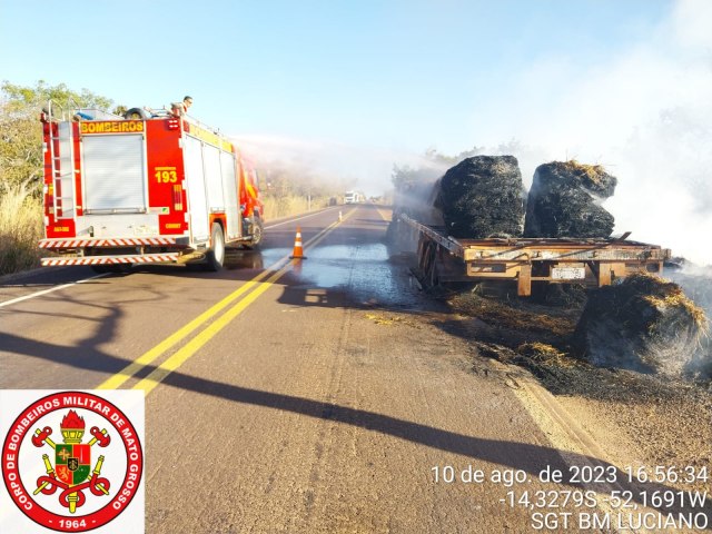 Corpo de Bombeiros e acionado para combater incndio em carreta na BR 158