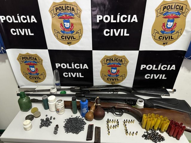 Polcia Civil prende homem com armas e munies em fazenda em Nova Xavantina