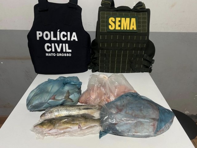 Homem  preso transportando armas de fogo e pescado irregular na zona rural de Confresa