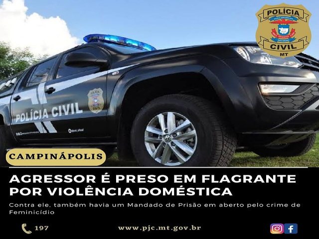 Suspeito por tentativa de feminicdio  preso em flagrante pela Polcia em Campinapolis 