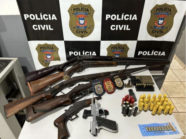 Polcia Civil esclarece tentativa de homicdio com priso de suspeito e apreenso de diversas armas de fogo em Canarana