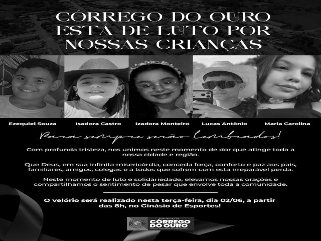 Cinco crian�as morrem em grave acidente entre van escolar e carreta em Goi�s
