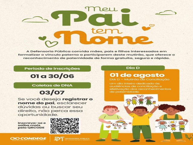 Nova Xavantina participa da campanha gratuita de reconhecimento de paternidade promovida pela Defensoria P�blica