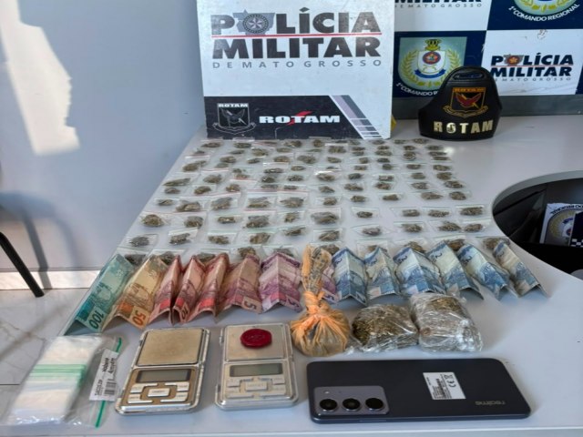 ROTAM prende mulher por tr�fico e apreende 105 por��es de maconha em Cuiab�