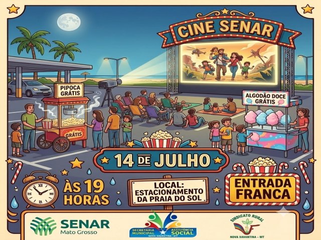Cine Senar levar� cinema ao ar livre gratuito para as fam�lias de Nova Xavantina