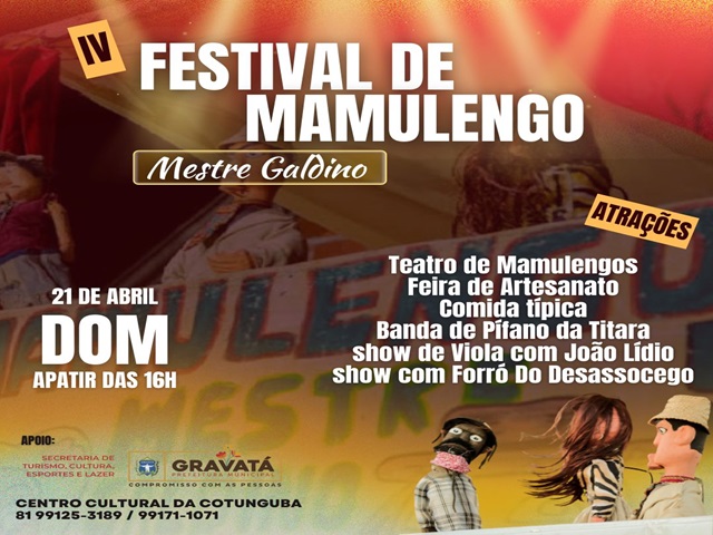 IV Festival de Mamulengo - Mestre Galdinos celebra cultura e tradio no dia 21 de abril