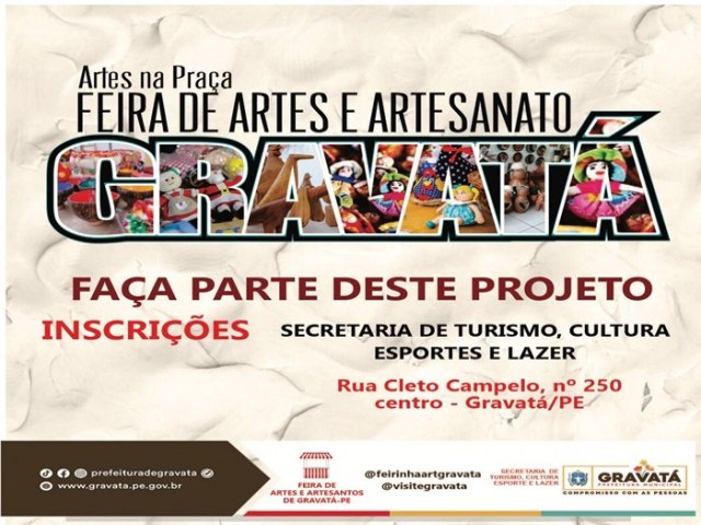 Artesos de Gravat podem se inscrever para participar da Feira Arte e Artesanato