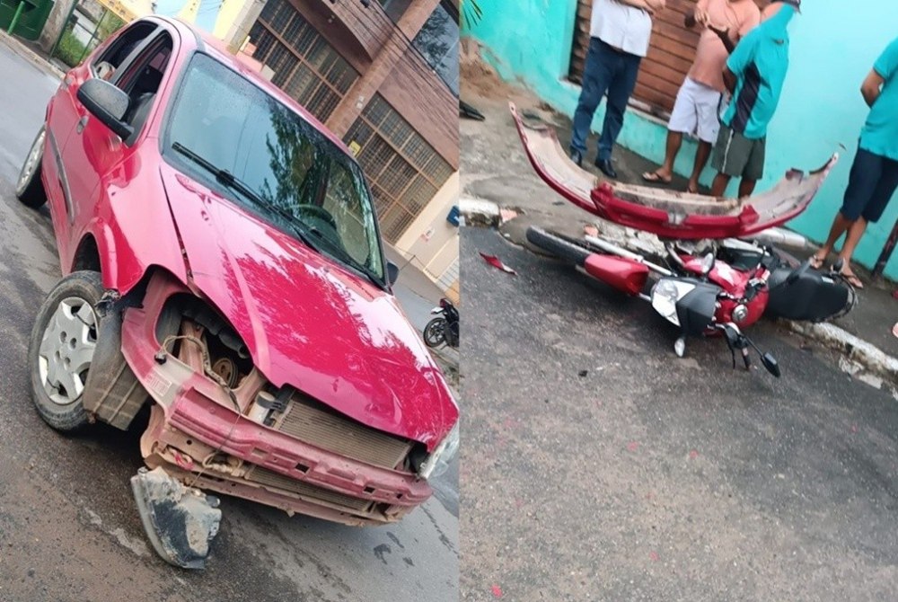 Acidente entre moto e carro deixa dois feridos na descida do Cruzeiro, em Gravat�