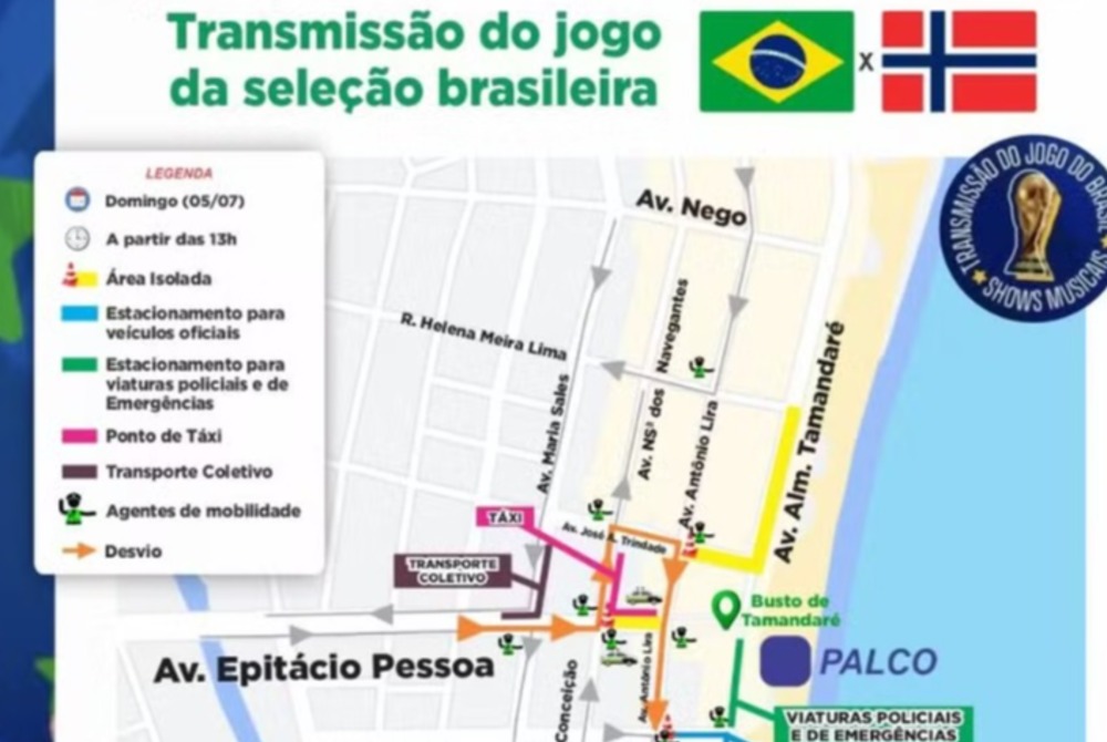 JO�O PESSOA  -  Veja como fica o tr�nsito em Cabo Branco, Tamba� e nos Banc�rios na trasnmiss�o do jogo do Brasil