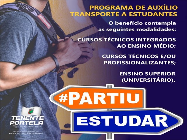 PARTIU ESTUDAR: PREFEITURA DE TENENTE PORTELA LANA EDITAL DE AUXLIO TRANSPORTE  PARA ESTUDANTES