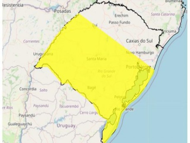 Inmet emite alerta amarelo para risco de tempestade em diferentes regies do RS
