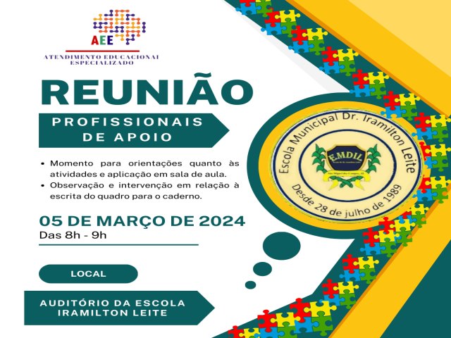 REUNIO COM PROFISSIONAIS DE APOIOS E PROFESSORES