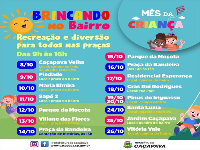 Bairros de Caapava recebem programao em comemorao ao Ms da Criana