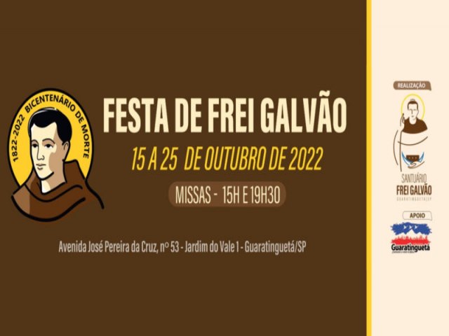 Festa de Frei Galvo, em Guaratinguet, comea neste sbado