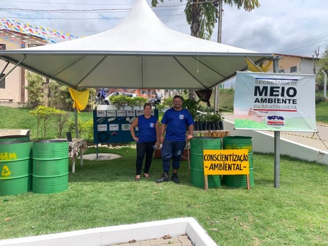 Ao de conscientizao ambiental est sendo realizada na festa de Frei Galvo, em Guaratinguet