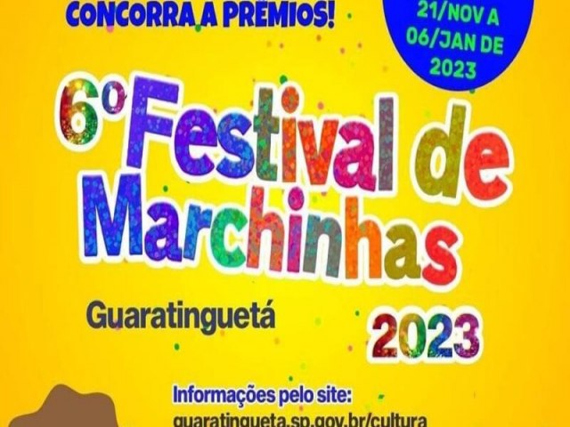 Inscries para o 6 Festival de Marchinhas 2023 de Guaratinguet seguem abertas