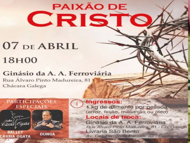 Ginsio da Ferroviria, em Pinda, recebe encenao da Paixo de Cristo nesta sexta