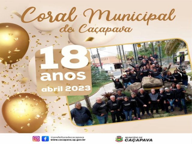 Coral Municipal de Caapava comemora 18 anos de atividades com apresentao neste sbado (29)