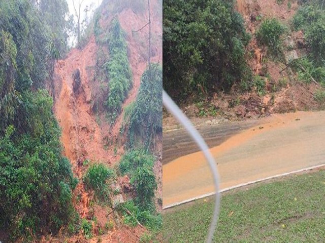 Ateno: queda de barreira na rodovia Rio-Santos deixa trfego interrompido