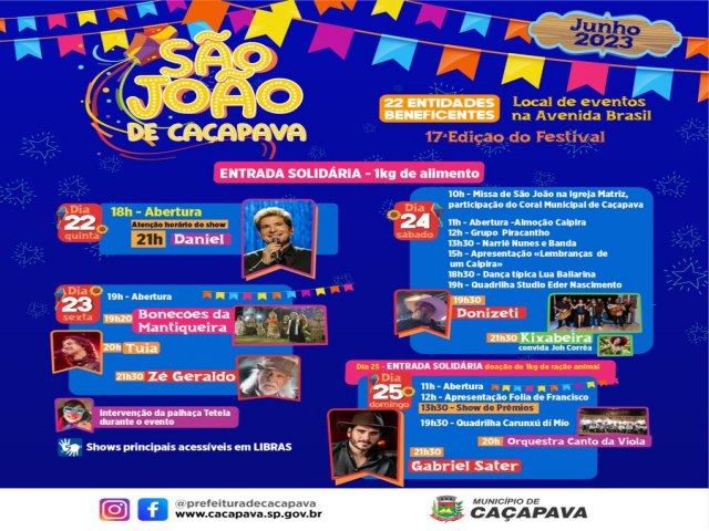 Show com cantor Daniel abre programao da segunda semana do Festival So Joo de Caapava nesta quinta