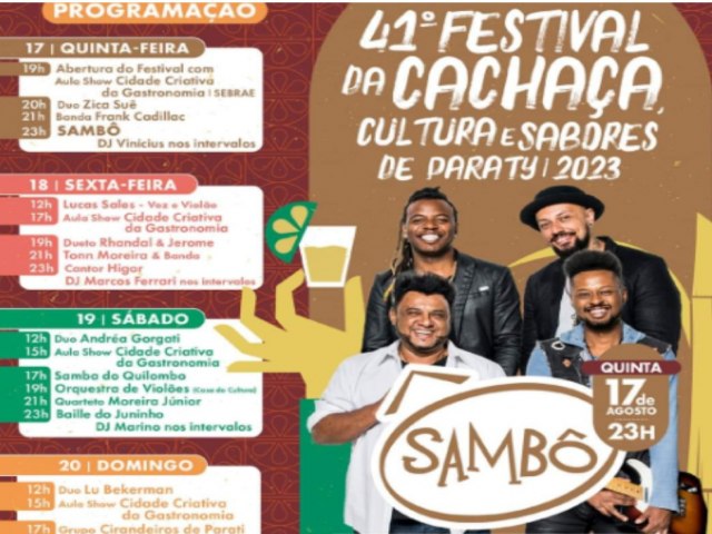 Festival da Cachaa comea nesta quinta(17) em Paraty