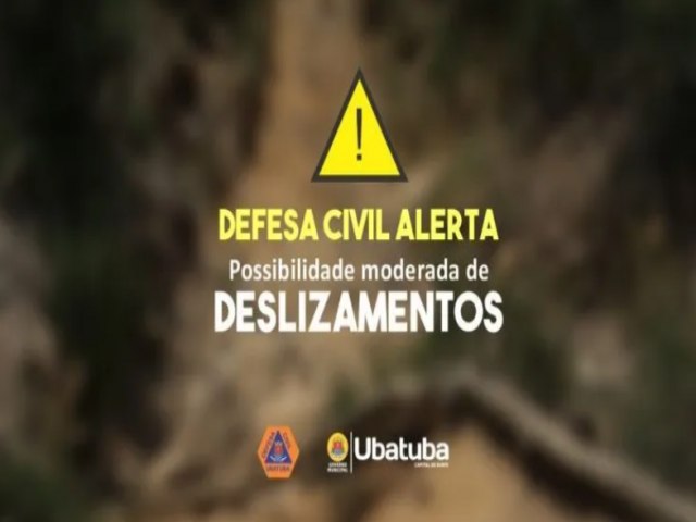 Defesa Civil Estadual alerta para risco moderado de deslizamentos em Ubatuba