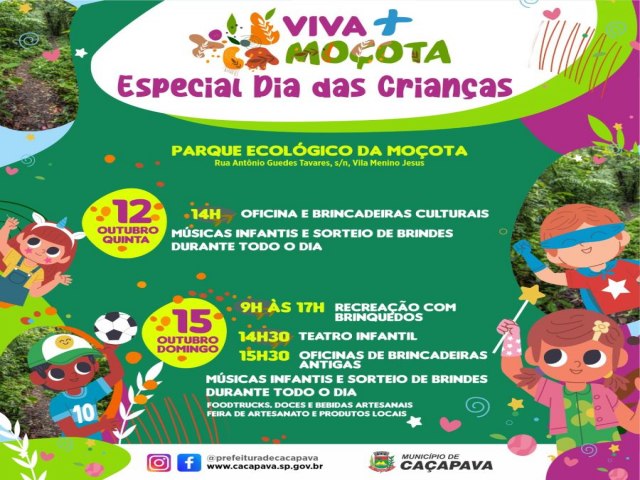 Caapava ter programao especial do Dia da Criana com Projeto Viva + Moota nos dias 12 e 15 de outubro 