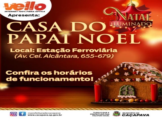 Caapava: Casa do Papai Noel abre neste domingo, dia 3, e funcionar at dia 24 de dezembro na Estao Ferroviria