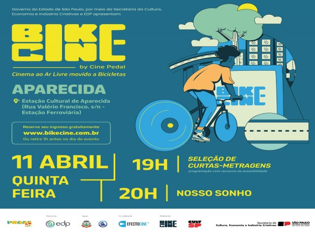 Aparecida recebe Bike Cine no dia 11 de abril 