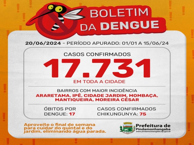 Dengue: Pinda chega a 17.731 casos em 2024