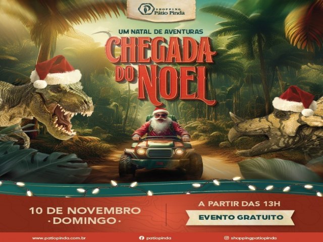 Um Natal de Aventuras: Papai Noel e 20 espcies de dinossauros  chegam ao Shopping Ptio Pinda no dia 10 de novembro